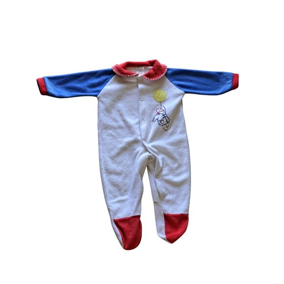 Vintage Infant Footed Sleeper Embroidered Bear Balloon Design Size 0-10 Lbs USA - Picture 1 of 9